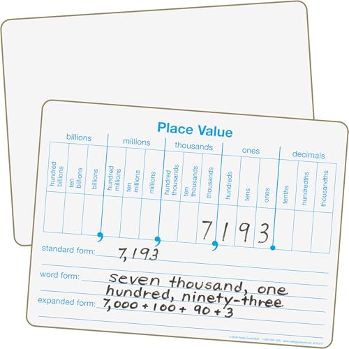 Really Good Stuff Place Value Dry-Erase Boards, 12" by 9", Set of 6
