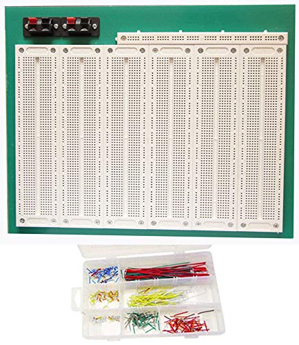 TEKTRUM SOLDERLESS EXPERIMENT PLUG-IN BREADBOARD KIT WITH PRE-FORMED SOLID JUMPER WIRES FOR PROTO-TYPING CIRCUIT (4660 TIE-POINTS) - size: 4660 TIE-POINTS
