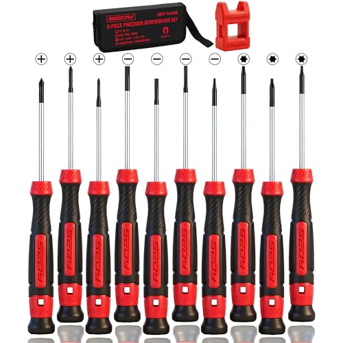 11-Piece Precision Screwdriver Set - Magnetic Mini Screwdrivers for Eyeglasses, Watches, Computers, Laptops, Phones - Phillips, Slotted, Torx, Non-Slip Handle, Portable Storage Bag Included - color: 11 Pcs Precision - Electronics