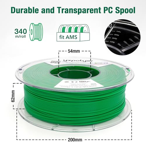 YXPOLYER PLA Plus Filament Food Grade 1.75mm 1kg Green - color: Green
