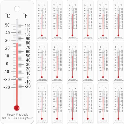 Maitys 20 Pcs Science Thermometers Mercury Free Student School Supplies Boiling Point Dual Scale Thermometers for Classroom Teaching Tools (White) - color: White