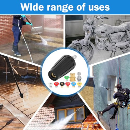 5 set Pressure Washer Nozzle Tips 4000 PSI 4.0 GPM Pressure Washer 1/4" & 3/8" Quick Connect with 35 Nozzle Tips Kit Multiple Degrees (0, 15, 25, 40, 65, Rinse1, Soap2) for Car Concrete Brick