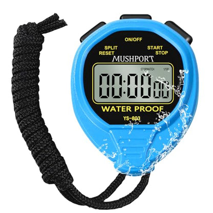 Waterproof Stopwatch Timer, Digital Stop-Watch for Sports, Blue - style: waterproof-blue