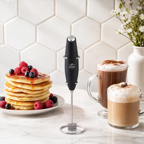 Zulay Kitchen Powerful Milk Frother Wand With Duracell Batteries - Ultra Fast Handheld Drink Mixer - Electric Whisk Foam Maker for Coffee, Lattes, Cappuccino & Matcha - Triple Whisk - Black - color: 01 - Alpha Black, size: Triple Whisk + Batteries