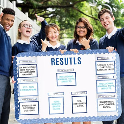 Sinload 92 Pcs Science Fair Board Supplies 60 Trim Scalloped Poster Boards 18 Presentation Subtitles 6 Project Titles 8 Letter Sticker for Classroom Display Boards(Glitter Blue,Wave) - color: Glitter Blue, style: Wave
