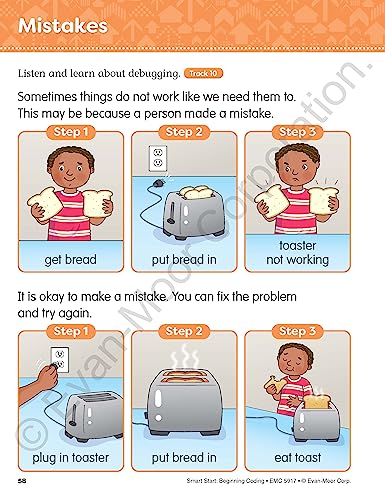 Evan-Moor Smart Start Beginning Coding, Grade PreK, Activity Workbook, Includes Stickers and Audio Read Along, Basic Skills, Critical Thinking, ... Beginning Coding Stories and Activities)