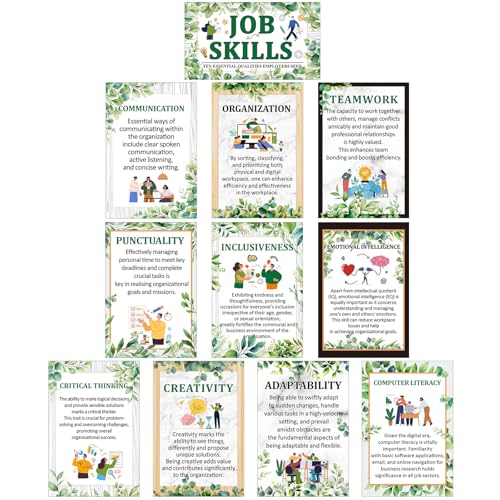 Outus 11 Pcs Job Skill Posters High School Classroom Decoration, Eucalyptus - style: Eucalyptus