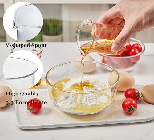 Ackers BORO3.3 Glass Measuring Cup, V-Shaped Spout, 150 mL / 5 oz, 2 Pack - size: 150ML(5.0OZ)-Pack of 2