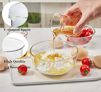 Ackers BORO3.3 Glass Measuring Cup, V-Shaped Spout, 150 mL / 5 oz, 2 Pack - size: 150ML(5.0OZ)-Pack of 2