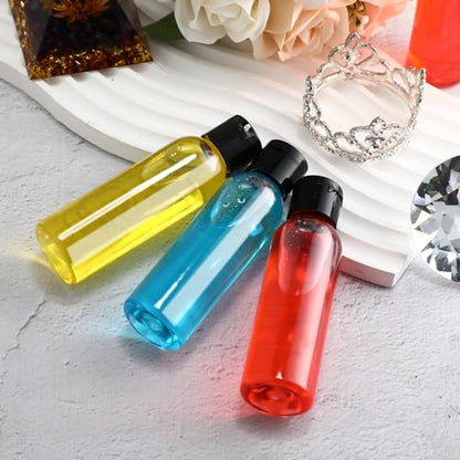 Zhehao 200 Pcs 2 oz Clear Plastic Empty Bottles with Lids(Black Cap) - color: Black Cap,Clear