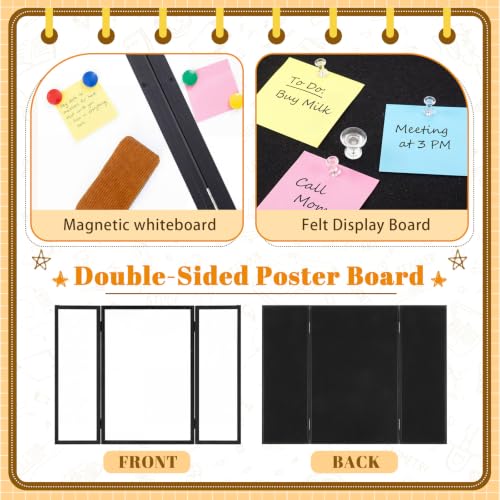 48 x 36 Trifold 3-Panel Display Board with Black Felt Board and Storage Bag - color: White-black, size: 48 x 36inch