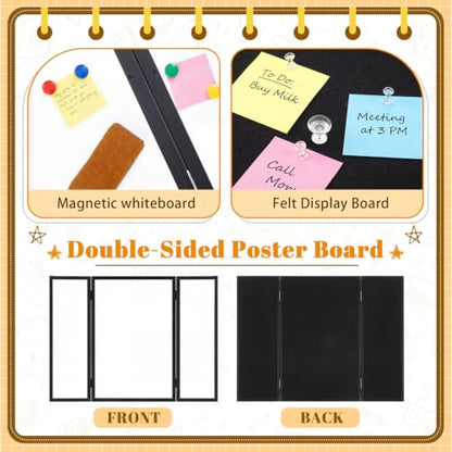 48 x 36 Trifold 3-Panel Display Board with Black Felt Board and Storage Bag - color: White-black, size: 48 x 36inch