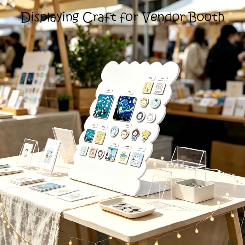 2Pack Metal White Scalloped Magnet Display Board, 13"×10" Anti-Slip Desk Magnetic Bulletin Board Decorative Tabletop Memo Photo Display Stand Small Business Supplies for Home Office Vendor Booth Class - size: 13" × 10"- w