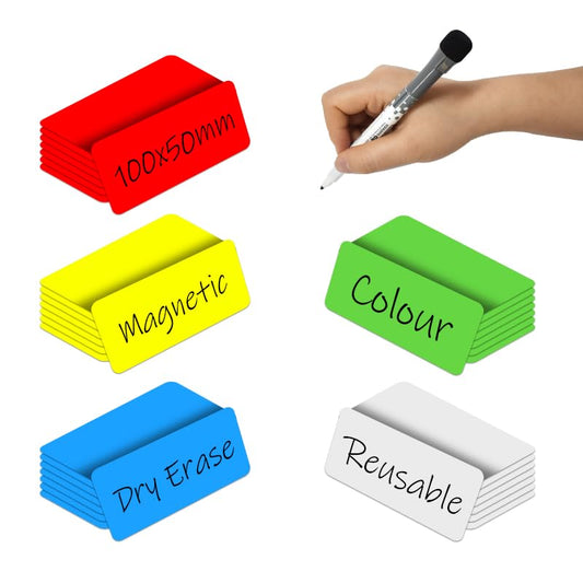 Dry Erase Magnetic Labels, 4x2 Inch, 40 Pieces in 5 Colors, Reusable, for Whiteboards, Locker, School, Classroom, Office, Home - color: Multicolored, size: 4 x 2 Inch