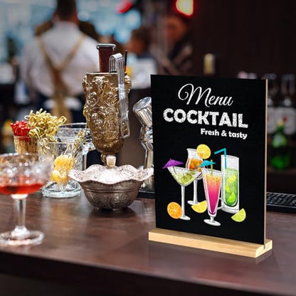 NEBURORA 1 Pack 5 x 7.9 Inches Tabletop Small Chalkboard Sign with Wood Base Reusable Double-Sided Message Boards Menu Chalkboard Stand for Kitchen Wedding Coffee Shop bar Restaurant - size: 5"W x 7.9"H