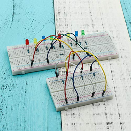 Breadboard Jumper Wires Kit, 2Pcs 830 Tie Points & 2Pcs 400 Tie Points & 120 Pcs Multicolor Jumper Wires for Electronics Projects
