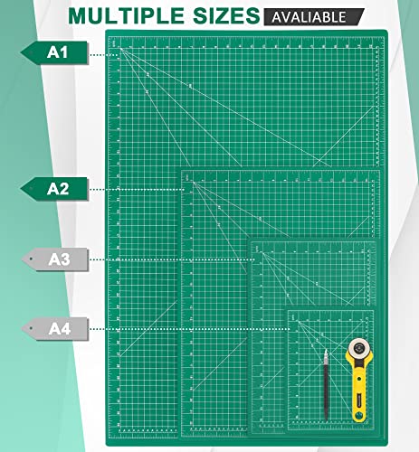 Density-upgraded 9"x12" Self Healing Cutting Mat, Idemeet Rotary Sewing Mat for Crafts, 5-Ply Blade Table Protector Cut Board for Fabric Leather Cutting Quilting Modeling Hobby Project, A4, Green - color: Green, size: 11.9"L x 8.8"W