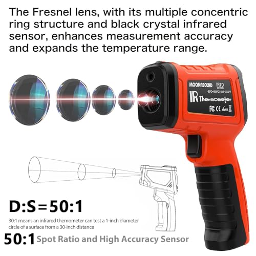Infrared Thermometer Gun, 2732°F, 50:1, HVAC Grill Pizza Oven - color: Orange 2732°F