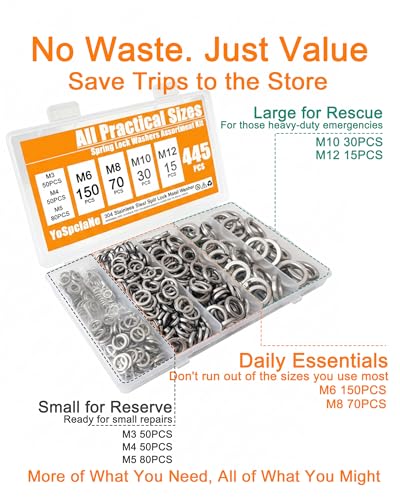 Lock Washers Assortment Kit, Spring Washers, More Practical M6 & M8 Sizes