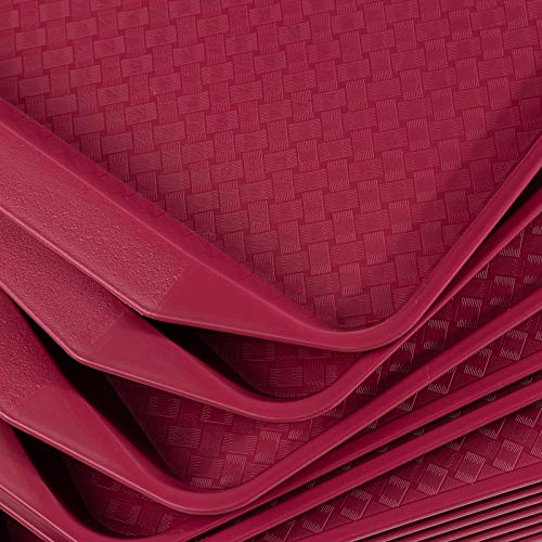 Aebeky Plastic Fast Food Tray,16.7 by 11.8-Inch,Set of 12 (Wine Red) - color: Red