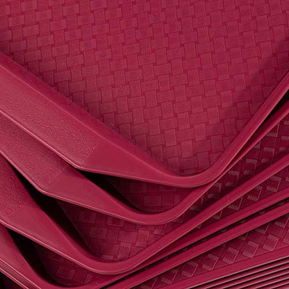 Aebeky Plastic Fast Food Tray,16.7 by 11.8-Inch,Set of 12 (Wine Red) - color: Red