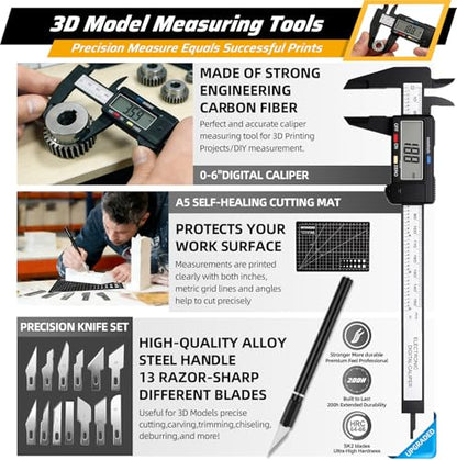 59pcs 3D Printer Tools Kit with Hard Case, 3D Printer Accessories incl Deburring Tool, Digital Caliper, Hygrometer, Nozzle Clog Poke, Pilers, Flush Cutter, for Bambu Lab, Ender 3, FDM/SLA Printers etc - style: Super 3D Box