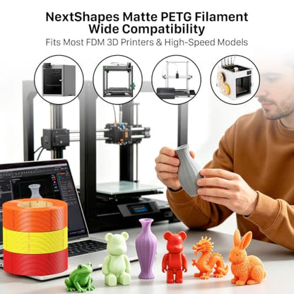 NextShapes Matte PETG Filament Refill 1.75mm 3D Printer Filament,Red 1KG - color: Red