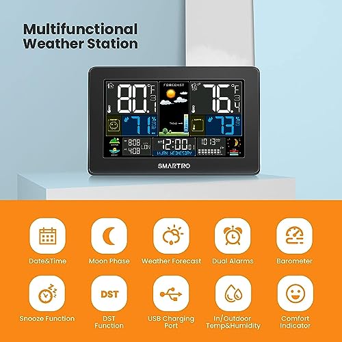 SMARTRO Weather Station Wireless Indoor Outdoor Thermometer for Home