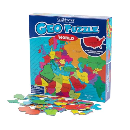 GeoPuzzle World Jigsaw Puzzles, 68 Pc Map Puzzle for Kids Ages 6 & Up - color: 1 Set-world