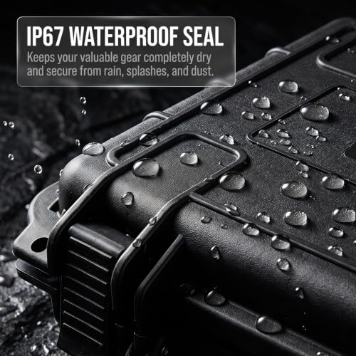 MEIJIA All Weather Waterproof Hard Camera Case,Hard Case,With Customized Fit Foam Included, Elegant Black,Fit for Drones,camera,lens (13.39"x11.61"x3.93") - size: 13.39" x 11.61" x 3.93"