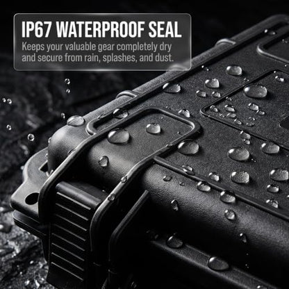 MEIJIA All Weather Waterproof Hard Camera Case,Hard Case,With Customized Fit Foam Included, Elegant Black,Fit for Drones,camera,lens (13.39"x11.61"x3.93") - size: 13.39" x 11.61" x 3.93"