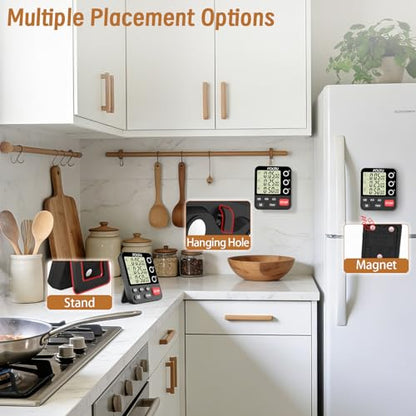 Digital Dual Kitchen Timer, 3-Channel Triple Magnetic Countdown for Cooking - size: YS318 Black