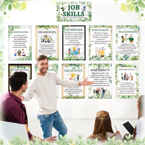 Outus 11 Pcs Job Skill Posters High School Classroom Decoration, Eucalyptus - style: Eucalyptus