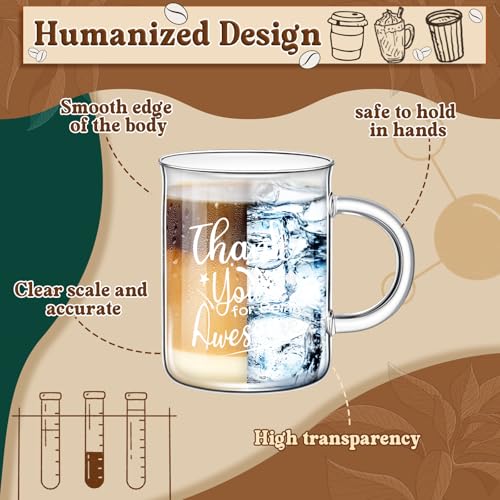 Hsei 4 Pack 16 oz Thank You for Being Awesome Beaker Mug Appreciation Molecule Mug with Handle Graduated Beaker Coffee Cup Borosilicate Glass, Measuring for Coffee, Latte, Tea, Beverage, 450ml - color: Thank You