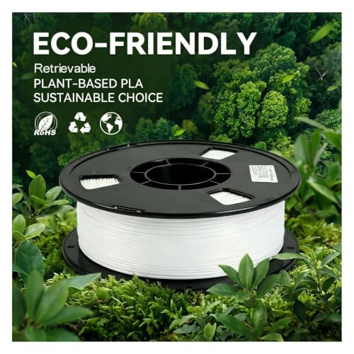 Matte PLA + 3D Printer Filament,PLA Filament 1.75mm, Neatly Wound 3D Printing Filament 1.75mm, Dimensional Accuracy +/- 0.02 mm, Fit Most FDM 3D Printers, 1kg Spool (2.2lbs), White - color: White