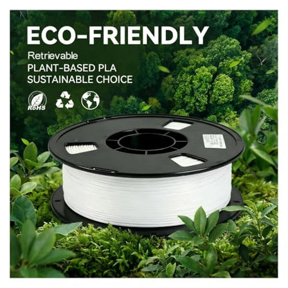 Matte PLA + 3D Printer Filament,PLA Filament 1.75mm, Neatly Wound 3D Printing Filament 1.75mm, Dimensional Accuracy +/- 0.02 mm, Fit Most FDM 3D Printers, 1kg Spool (2.2lbs), White - color: White