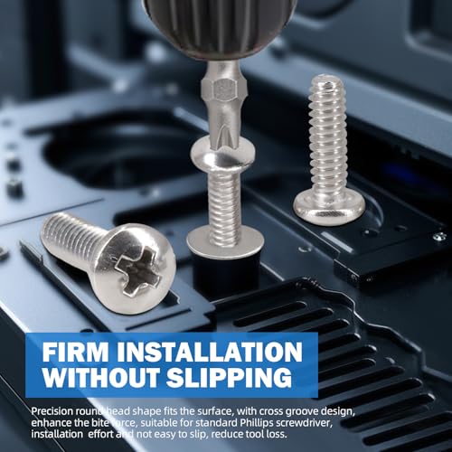 375PCS Bolt Combination kit # 6 Machine Screw with Locking Washer and Flat Washer, 304 Stainless Steel Phillips Round Head Screws nut and Bolt kit(3/8 inch, 1/2 inch, 5/8 inch, 3/4 inch) - size: 3.5 mm, style: Round head machine screw