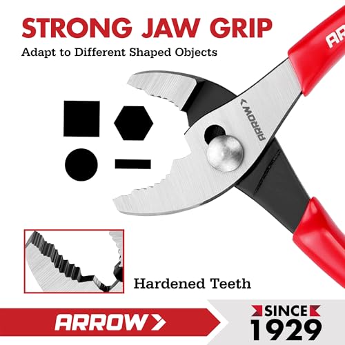 ARROW 6" Slip Joint Pliers, Small Pliers with Thick Dip-Grip Handle, High Carbon Steel, Strong Grip Jaws, Pliers Tool for Gripping, Loosening Nuts and Bolts, Cutting Steel Wire (Pack of 2) - size: 6 Inch (Pack of 2)