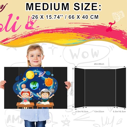 HAUTOCO 4 Pcs Medium Trifold Poster Board 26'' x 15.74'' Project Boards - color: Black, size: 26 x 15.74 inches
