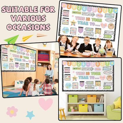 This is Your Year Bulletin Board Set Composition Notebook Classroom Decorations Welcome Back to School Paper Cutouts Positive Affirmation Bulletin Board Borders for School Wall Door Decor - style: This is Your Year