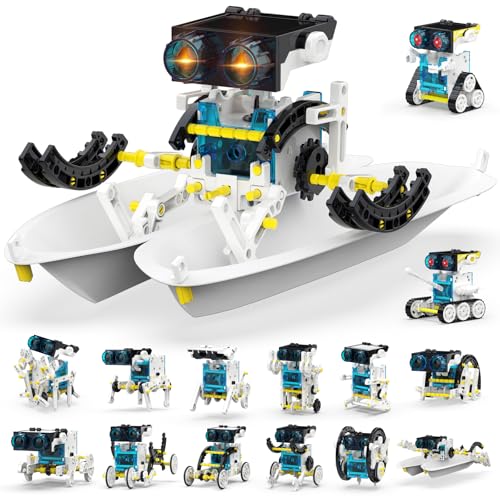 Wesfuner 30-in-1 STEM Solar Robot Kit Toys, 243 Pieces Educational Building Science Experiment Kit for Kids Aged 8-12, Birthday Gifts Kids Aged 8 9 10 11 12 13 Years Old(White) - color: White