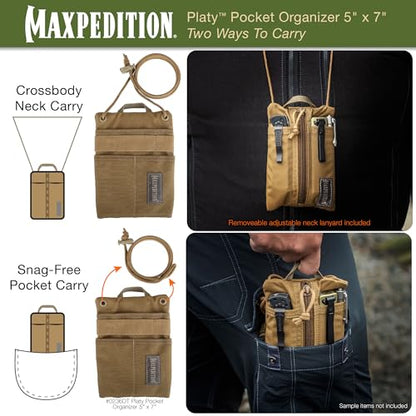 Maxpedition Platy Pocket Organizer, EDC Tool Pouch, Neck Wallet - color: Dark Tan, size: 5" x 7"