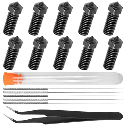 Hardened Steel Nozzle Set Fit for QIDI X-Max 3 Q1 Pro X-Plus 3 X-Smart 3 3D Printers, 10Pcs 0.4mm Black Nozzles with Nozzle Cleaning Kit
