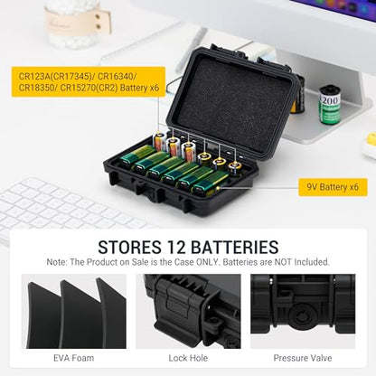 KIWIFOTOS 12 Slots 9V & CR2 CR123A Battery Storage Organizer Case - color: 9V & CR123 Battery Case