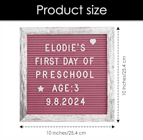 Rustic Hot Pink Felt Letter Board 10x10 Inch, 336 Changeable Letters - color: Rustic Hot Pink