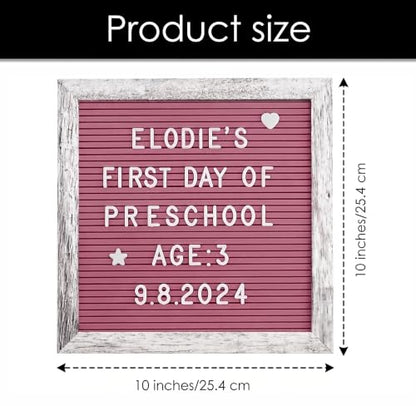 Rustic Hot Pink Felt Letter Board 10x10 Inch, 336 Changeable Letters - color: Rustic Hot Pink