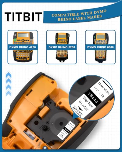 TITBIT 18444 Permanent Vinyl Label Tape 1/2" 5 Pack