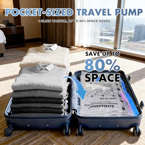 BoxLegend Vacuum Storage Bags with 1500mAh USB Electric Pump 22 Combo-2XXL, 5XL, 5L, 3M, Travel (4S, 3XS) Thickened Vacuum Seal Bags for Clothing, Space Saving for Coats, Quilts, Blankets, Pillows - size: 22 Combo - Electric Pump