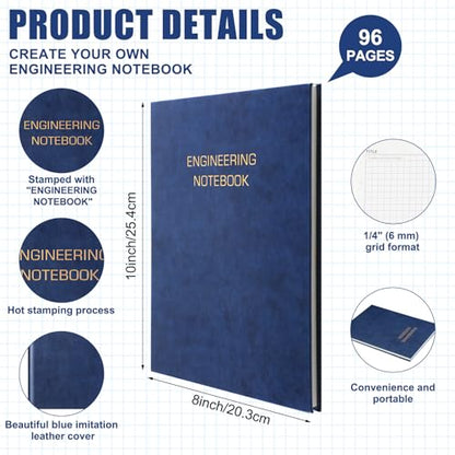 Motiskyy 2 Pack Engineering Notebook 8" x 10" Engineer Graph Paper Notebook