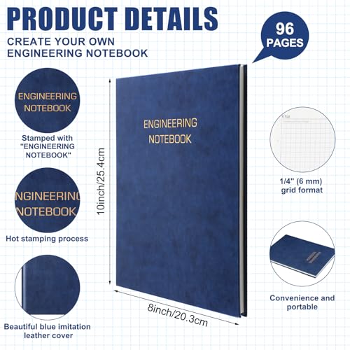 Motiskyy 2 Pack Engineering Notebook 8" x 10" Engineer Graph Paper Notebook